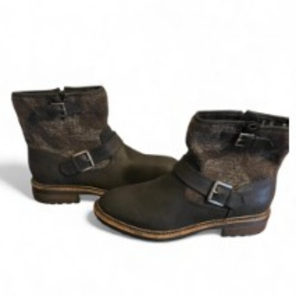 SONOMA WOMEN'S CECELIA BLACK BUCKLE INNER SIDE ZIP ANKLE BOOT SIZE 10 MED - Picture 1 of 7